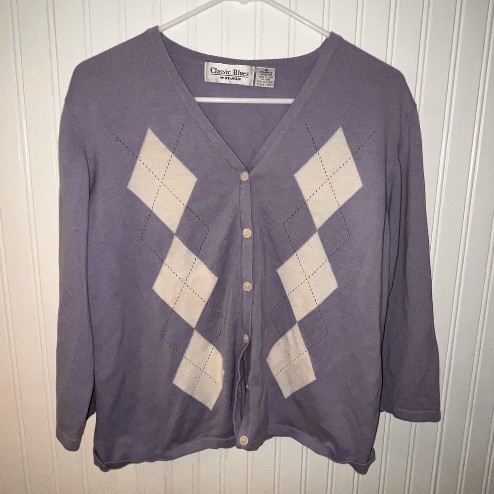 Blue and white cardigan